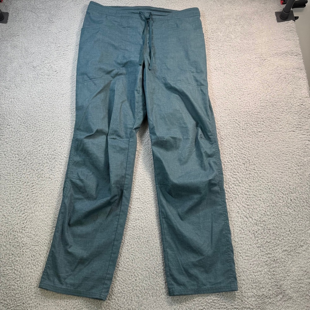 Patagonia Mens 35 Hemp Blend Drawstring Pants Blue Green Heather 52041 Straight
